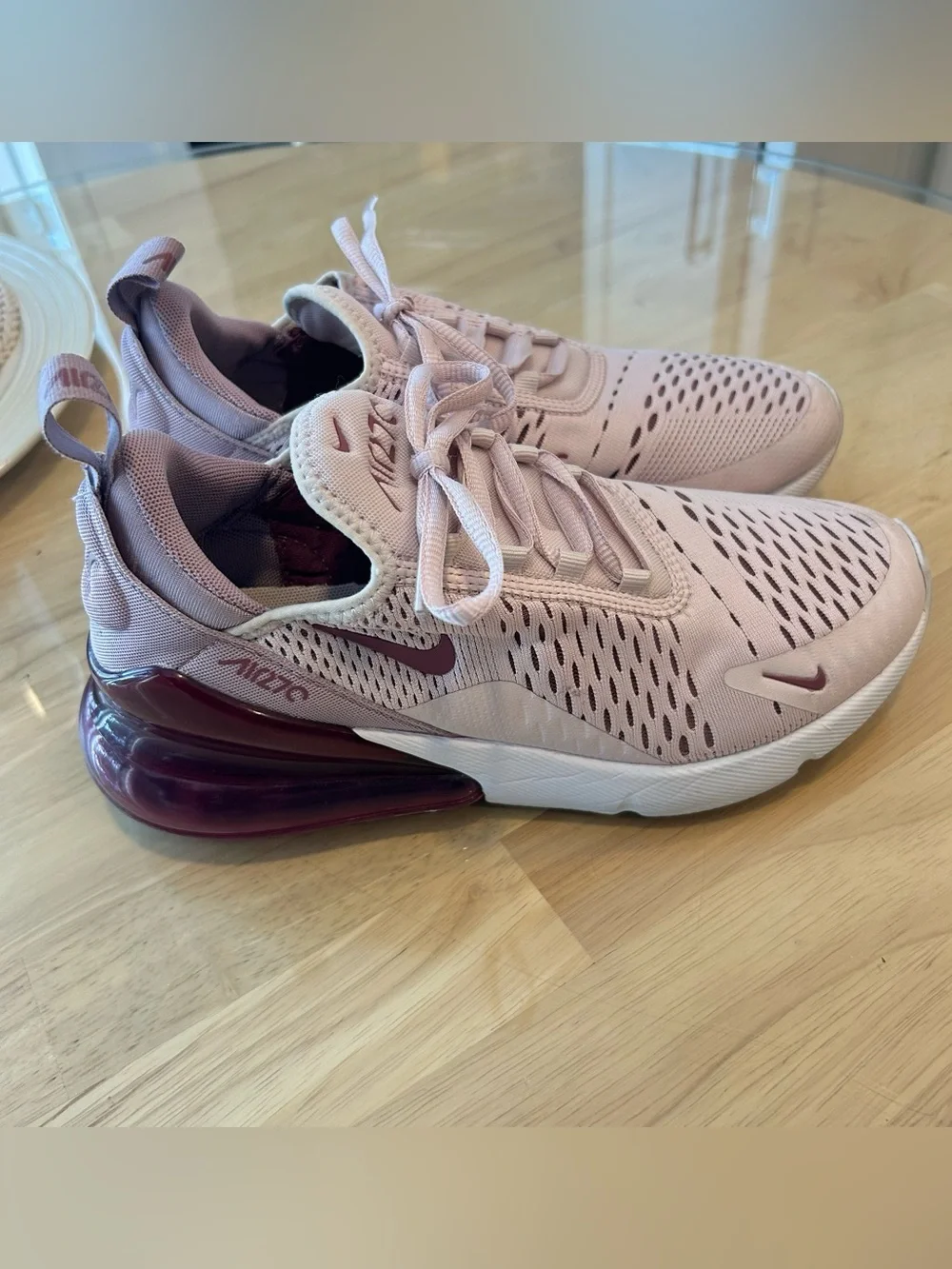 Nike Women's Light Pink and Plum Air Max 270 Sneakers - Picture 2 of 7